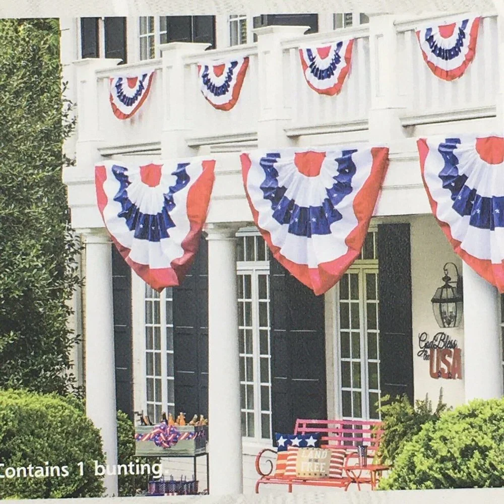 x3 Tommy Bahama Bunting Set Embroidered Handcrafted American Flag July 4th 58x27